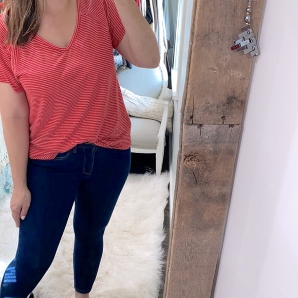 Umgee red striped top cotton blend size small - Picture 2 of 6